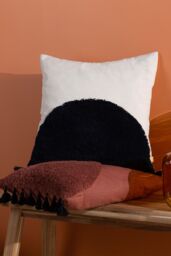 Furn Radian Semi Circle Tufted Cotton Tasselled Cushion in Red - Size: 45 cm x 45 cm - thumbnail 5