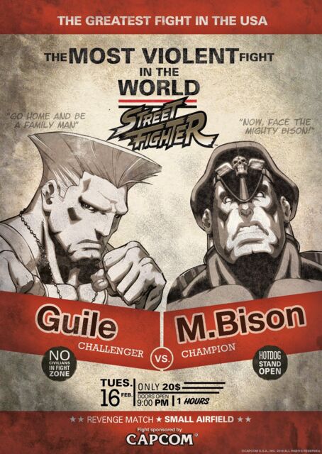 Street Fighter Limited Edition A3 Numbered Art Print: Guile vs M.Bison - image 1