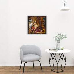 "Artery8 Wall Art Print Rubens Samson & Delilah Square Framed Picture 16X16 Inch in Black - Size: W16"" x H16""" - thumbnail 2