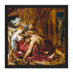 "Artery8 Wall Art Print Rubens Samson & Delilah Square Framed Picture 16X16 Inch in Black - Size: W16"" x H16""" - thumbnail 1