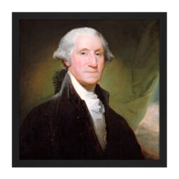 "Artery8 Wall Art Print Stuart Portrait President General George Washington Painting Square Framed Picture 16X16 Inch in Black - Size: W16"" x H16""" - thumbnail 1