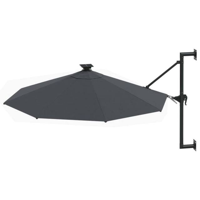 Berkfield Home Elegant Wall-mounted Parasol with LEDs & Metal Pole 300 cm Anth in Dark Grey - image 1