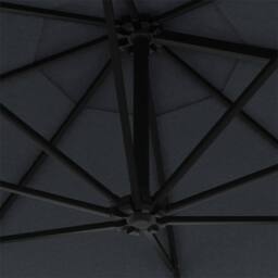 Berkfield Home Elegant Wall-mounted Parasol with LEDs & Metal Pole 300 cm Anth in Dark Grey - thumbnail 8