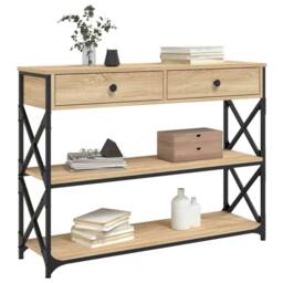 Berkfield Home Decorative Console Table Sonoma Oak 100x28x75 cm Engineered Wood in Light Tan - Size: 100 x 28 x 75 cm