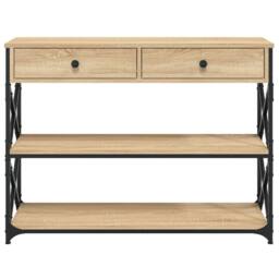 Berkfield Home Decorative Console Table Sonoma Oak 100x28x75 cm Engineered Wood in Light Tan - Size: 100 x 28 x 75 cm - thumbnail 6