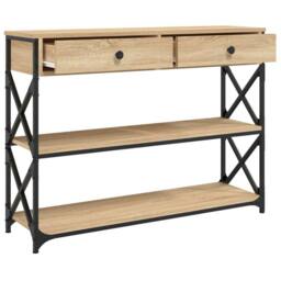 Berkfield Home Decorative Console Table Sonoma Oak 100x28x75 cm Engineered Wood in Light Tan - Size: 100 x 28 x 75 cm - thumbnail 5