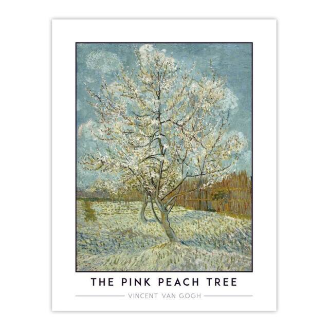 "Artery8 Van Gogh The Pink Peach Tree Souvenir de Mauve Wall Art Print in Blue - Size: W24"" x H32""" - image 1