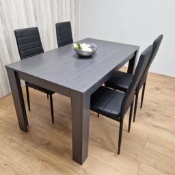 KOSY KOALA Dining Table & 4 Chairs Black Dark Grey 4 Black Leather Chairs Wood Dining Set Furniture in Brown - thumbnail 7
