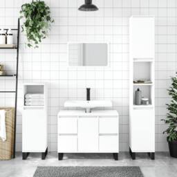 Berkfield Home Bathroom Cabinet White 30x30x100 cm Engineered Wood - Size: 30 x 30 x 100 cm - thumbnail 2