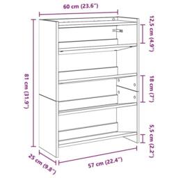Berkfield Home Shoe Rack Concrete Grey 60x25x81 cm Engineered Wood - Size: 60 x 25 x 81 cm - thumbnail 9