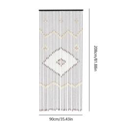 Nordara Natural Wooden Beaded Door Curtain 31 Lines 90*208CM in Brown - thumbnail 2