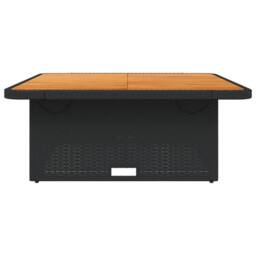 Berkfield Home Garden Table Black 110x110x71 cm Poly Rattan & Acacia Wood - Size: 110 x 110 x 71 cm - thumbnail 5