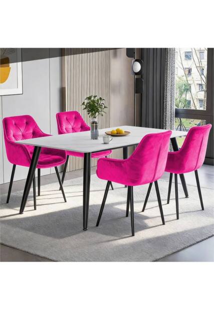 Groundlevel Set of 2 Velvet Upholstered Dining Chairs in Pink - image 1