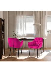 Groundlevel Set of 2 Velvet Upholstered Dining Chairs in Pink - thumbnail 2