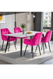 Groundlevel Set of 2 Velvet Upholstered Dining Chairs in Pink - thumbnail 1