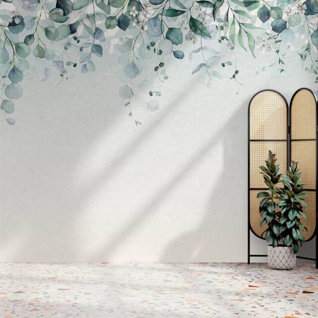 Superfresco Easy Botanical Cascade Duck Egg Print To Order 3m x 2.8m Mural in Blue - image 1