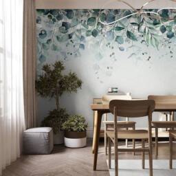 Superfresco Easy Botanical Cascade Duck Egg Print To Order 3m x 2.8m Mural in Blue - thumbnail 3