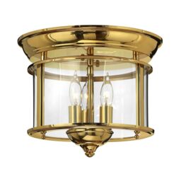 Netlighting Gentry 3 Light Flush Mount Ceiling Light Polished Brass E14 in Yellow
