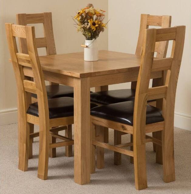 Thats Furniture Oslo 90 x 90 cm Oak Small Dining Table & 4 Yale Oak Chairs in Brown - image 1
