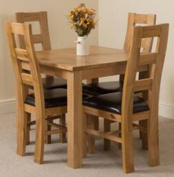 Thats Furniture Oslo 90 x 90 cm Oak Small Dining Table & 4 Yale Oak Chairs in Brown - thumbnail 1