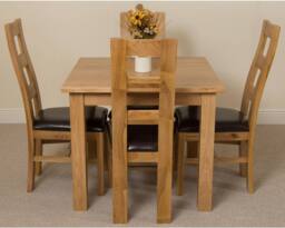 Thats Furniture Oslo 90 x 90 cm Oak Small Dining Table & 4 Yale Oak Chairs in Brown - thumbnail 2