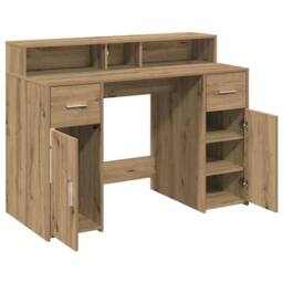 Berkfield Home Desk with LED Lights Artisian Oak 120x55x91 cm Engineered Wood in Brown - Size: 120 x 55 x 91 cm - thumbnail 9