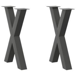 Berkfield Home Modern Dining Table Legs X-Shaped 2 pcs Anthracite 50x(72-73) cm Steel in Charcoal - thumbnail 2