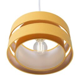 Happy Homewares Contemporary Linen Fabric Triple Tier Ceiling Pendant Light Shade in Mustard - Size: 14 inches - thumbnail 4
