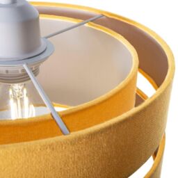 Happy Homewares Contemporary Linen Fabric Triple Tier Ceiling Pendant Light Shade in Mustard - Size: 14 inches - thumbnail 3