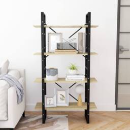 Berkfield Home 4-Tier Book Cabinet Sonoma Oak 80x30x140 cm Engineered Wood in Brown - Size: 80 x 30 x 140 cm - thumbnail 3