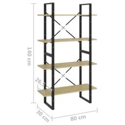 Berkfield Home 4-Tier Book Cabinet Sonoma Oak 80x30x140 cm Engineered Wood in Brown - Size: 80 x 30 x 140 cm - thumbnail 7