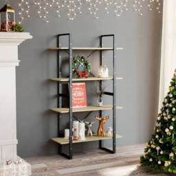 Berkfield Home 4-Tier Book Cabinet Sonoma Oak 80x30x140 cm Engineered Wood in Brown - Size: 80 x 30 x 140 cm - thumbnail 2