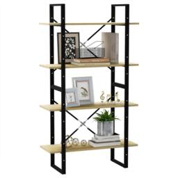 Berkfield Home 4-Tier Book Cabinet Sonoma Oak 80x30x140 cm Engineered Wood in Brown - Size: 80 x 30 x 140 cm - thumbnail 4
