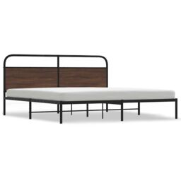 Berkfield Home Metal Bed Frame without Mattress Brown Oak 180x200 cm Super King - thumbnail 2