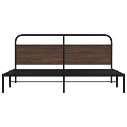 Berkfield Home Metal Bed Frame without Mattress Brown Oak 180x200 cm Super King - thumbnail 5