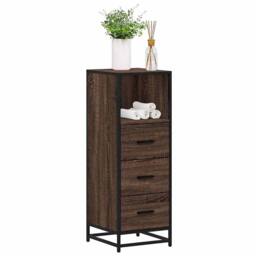 Berkfield Home Comfortable Bathroom Cabinet Brown Oak 35x37.5x100 cm Engineered Wood - thumbnail 2
