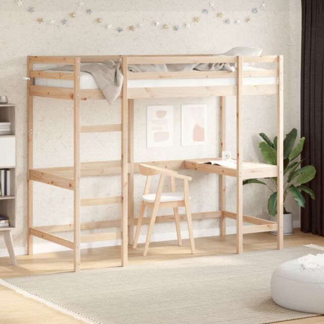 Berkfield Home Loft Bed without Mattress 90x190 cm Single Solid Wood Pine in Brown - image 1
