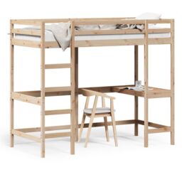 Berkfield Home Loft Bed without Mattress 90x190 cm Single Solid Wood Pine in Brown - thumbnail 2
