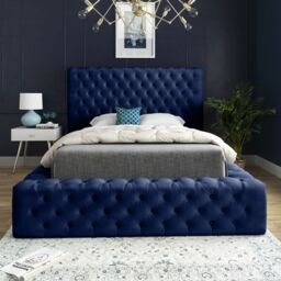 DS Living Cambridge Upholstered Soft Touch Blue Velvet Bed Frame - Size: Single - thumbnail 3