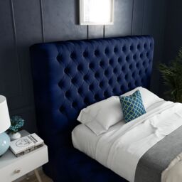 DS Living Cambridge Upholstered Soft Touch Blue Velvet Bed Frame - Size: Single - thumbnail 2
