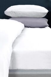 OHS Plain Dyed Non-Iron Fitted Bed Sheet in Off-White - Size: Super King Fitted