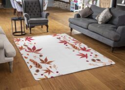 Benjamin Tate Design Autumn Leaves Half Border Rug in Natural - Size: Large - thumbnail 2