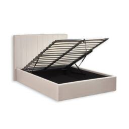Cheshire Oatmeal Linen Upholstered Ottoman Storage Bed Frame - Double (135cm) in Beige - thumbnail 2