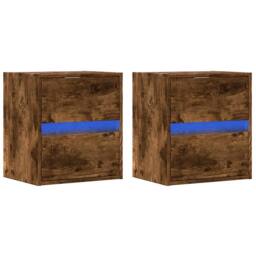 Berkfield Home TV Wall Cabinets with LED Lights 2 pcs Smoked Oak 41x31x45 cm in Brown - Size: 41 x 31 x 45 cm - thumbnail 3