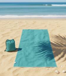 LARANGE Beach Towel Bag Microfiber Waffle Double-Sided 160 X 80 in Green - thumbnail 5