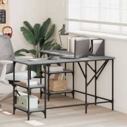Berkfield Home Decorative Desk Grey Sonoma 139x139x75 cm Engineered Wood - Size: 139 x 139 x 75 cm - thumbnail 2