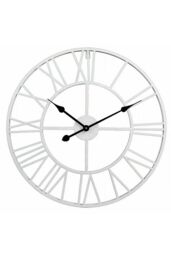 Living and Home 40cm Dia Round White Roman Numeral Skeleton Wall Clock with Black Needle - thumbnail 5