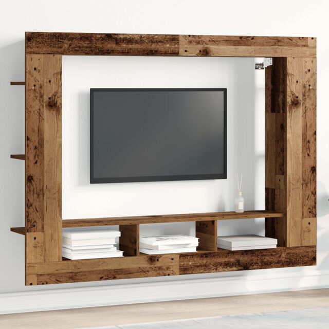 Berkfield Home TV Cabinet Wall-Mounted Old Wood 152x22x113 cm in Brown - Size: 152 x 22 x 113 cm - image 1