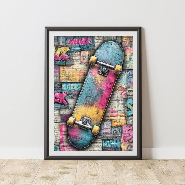 60 SECOND MAKEOVER Skateboard Graffiti Print Urban Street Art Poster Junk Journal - Size: A4 - image 1