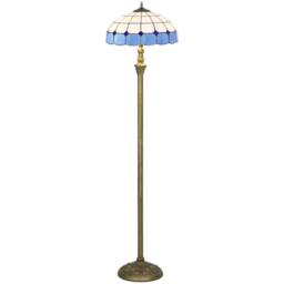 HOMCOM Lamp with Handcrafted Stained Glass Shade, Vintage Standing Lamp in Blue - thumbnail 2